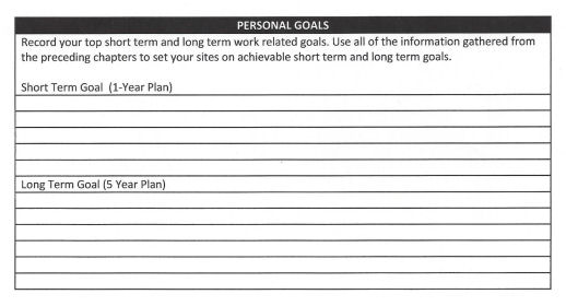 Personal Goals Worksheet